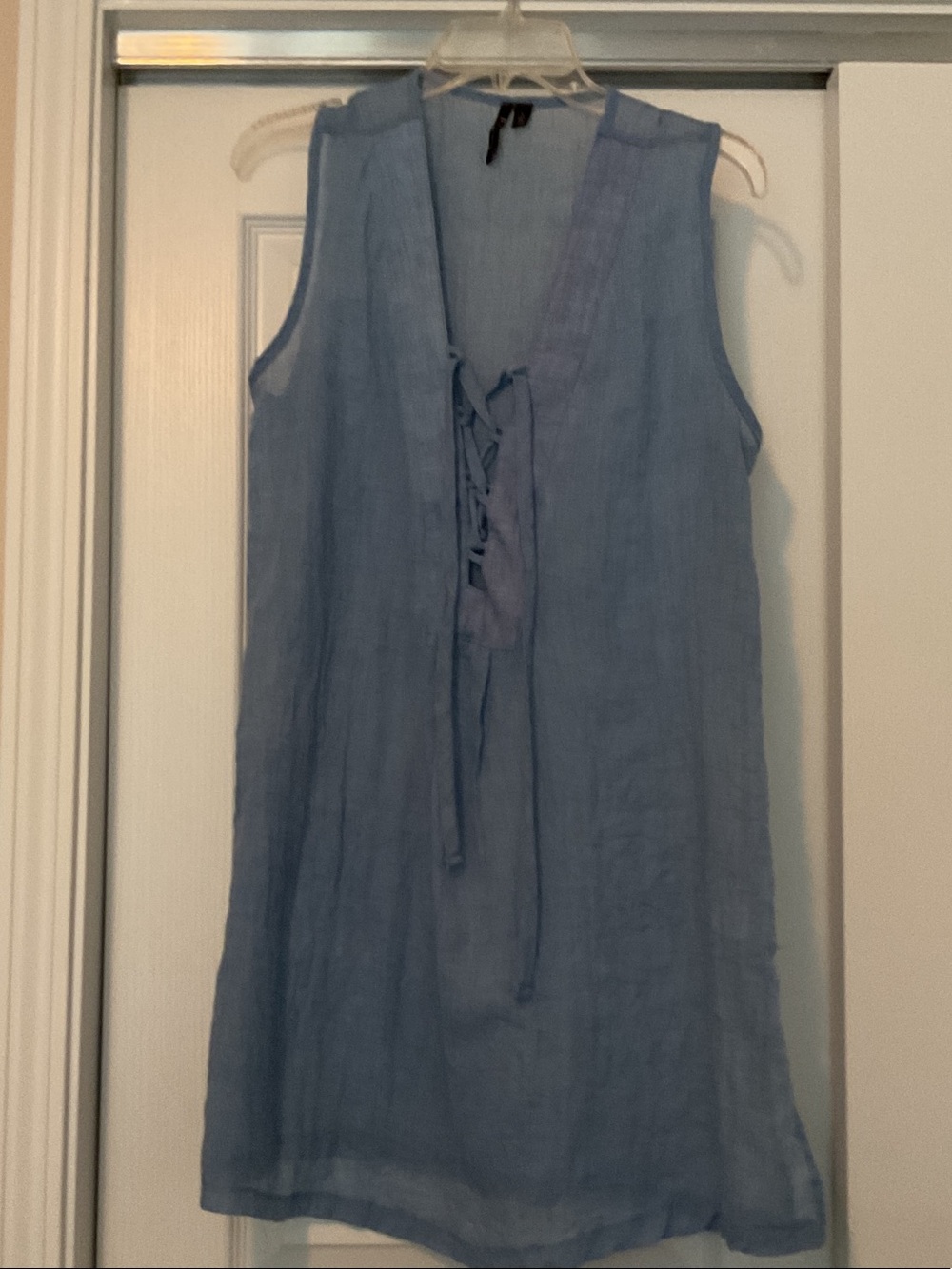 Light Blue Sleeveless Lace-up swim suit cover-up